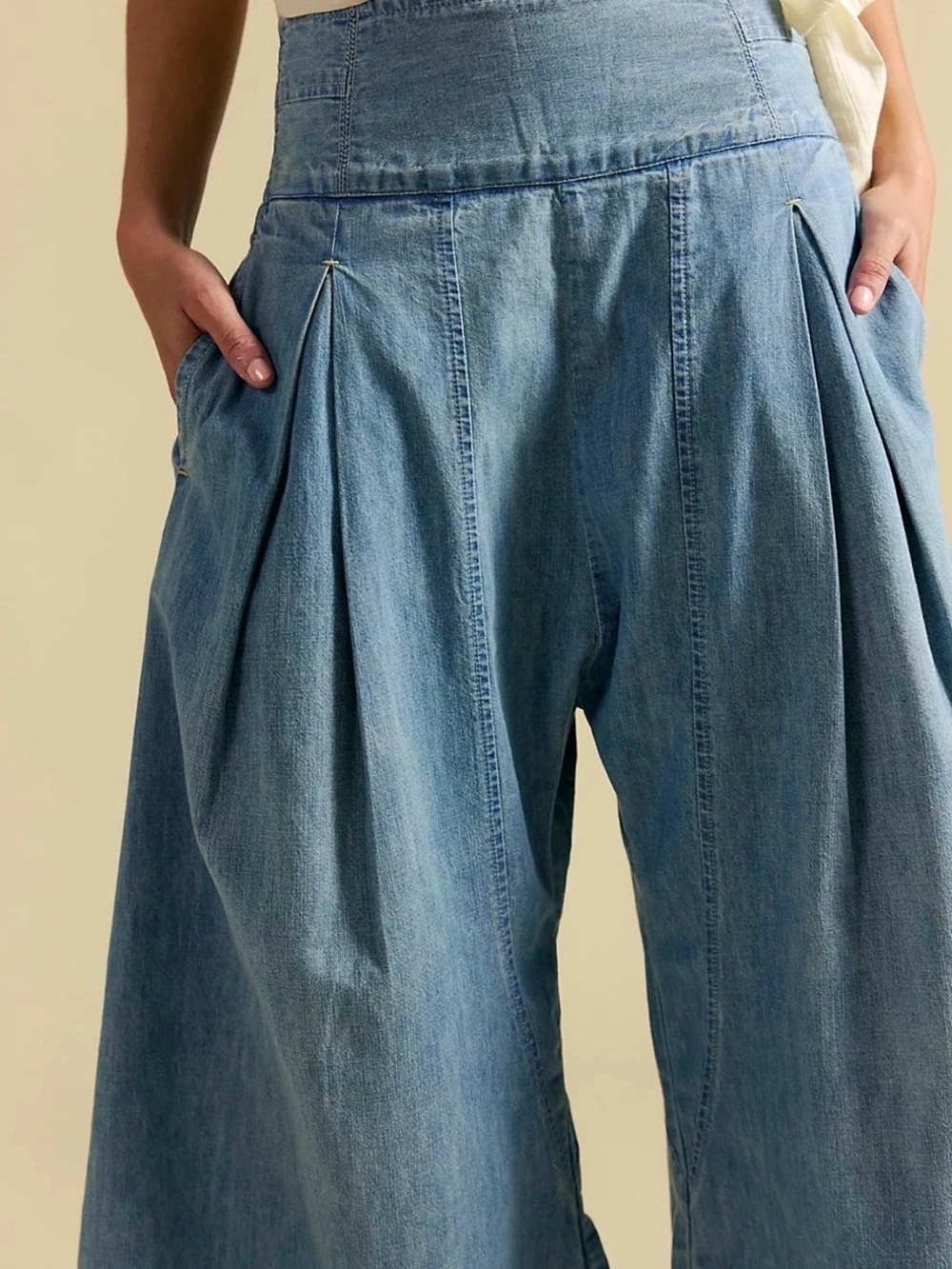 We The Free Light Blue Denim Harem Wide-Leg Pants - Picture 4 of 10